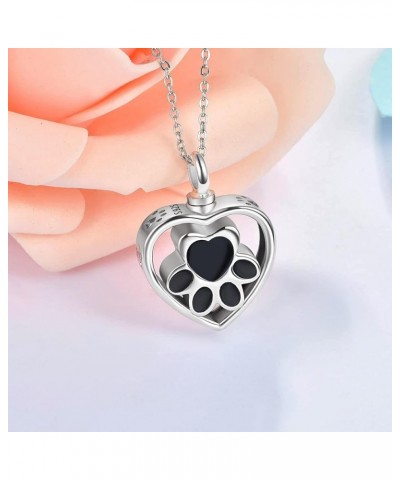 Pet Cremation Jewelry Urn Necklace for Ashes for Dog/Cat/Pets Sterling Silver Paw Print Locket Memorial Pendant Unisex Keepsa...