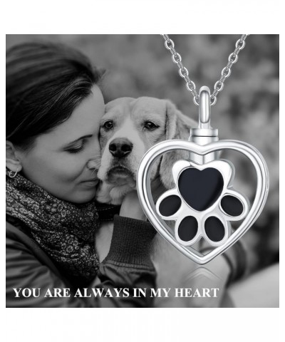 Pet Cremation Jewelry Urn Necklace for Ashes for Dog/Cat/Pets Sterling Silver Paw Print Locket Memorial Pendant Unisex Keepsa...