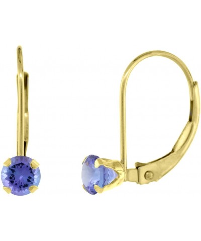 10k Gold Gemstone Leverback Earrings 4mm Round 0.50 ct, 9/16 inch Tanzanite Yellow Gold $34.42 Earrings