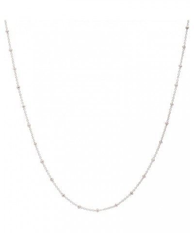 Authentic Sterling Silver Satellite Beaded Chain Necklace Hypoallergenic Nickel Free Women Cute Dainty Chain Jewelry (16 18 2...