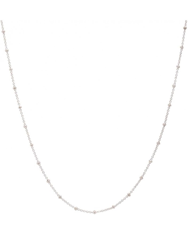 Authentic Sterling Silver Satellite Beaded Chain Necklace Hypoallergenic Nickel Free Women Cute Dainty Chain Jewelry (16 18 2...