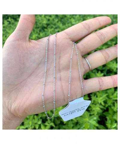 Authentic Sterling Silver Satellite Beaded Chain Necklace Hypoallergenic Nickel Free Women Cute Dainty Chain Jewelry (16 18 2...