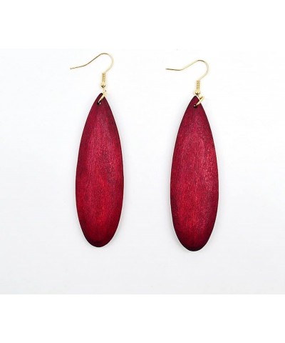 Bohemian Geometric Natural Wooden Earrings Dangle Lightweight Teardrop African Ethnic Statement Drop Earrings for Women Girls...