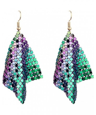 Trendy Sequin Dangle Earrings for Women Girls Multicolor Elegant Sparkly Metal Mesh Grid Tassel Gold Silver Plated Long Chic ...