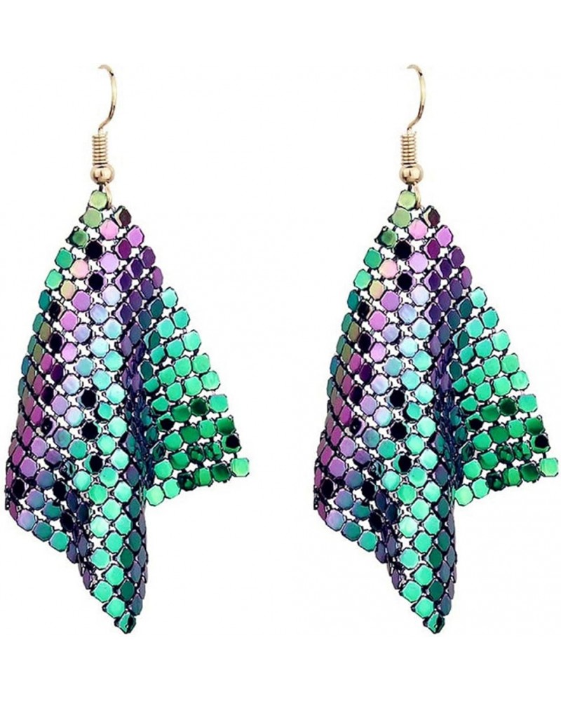 Trendy Sequin Dangle Earrings for Women Girls Multicolor Elegant Sparkly Metal Mesh Grid Tassel Gold Silver Plated Long Chic ...