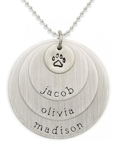 Pawprint Personalized Sterling Silver Name Necklace. Customize with Your Choice of Pet Names. Matted Finish. Includes Sterlin...