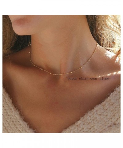 Layered Gold Necklaces for Women, 14k Gold Plated Layering Herringbone Figaro Box Chain Necklace Dainty Gold Choker Necklaces...