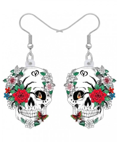 Novelty Halloween Skull Earrings Dangle Charms Acrylic Sugar Skulls Jewelry Gifts for Women Girls Zombie Decoration Skull B $...