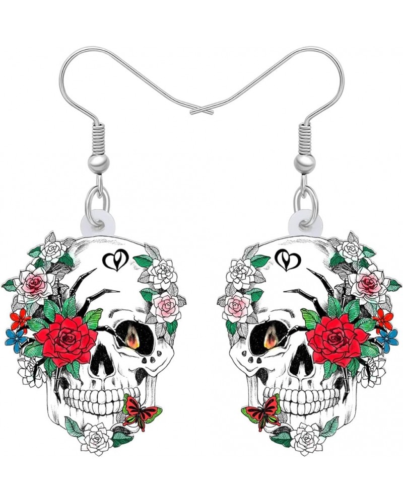 Novelty Halloween Skull Earrings Dangle Charms Acrylic Sugar Skulls Jewelry Gifts for Women Girls Zombie Decoration Skull B $...