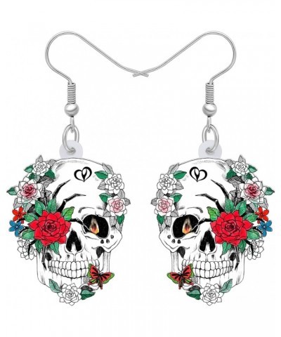 Novelty Halloween Skull Earrings Dangle Charms Acrylic Sugar Skulls Jewelry Gifts for Women Girls Zombie Decoration Skull B $...