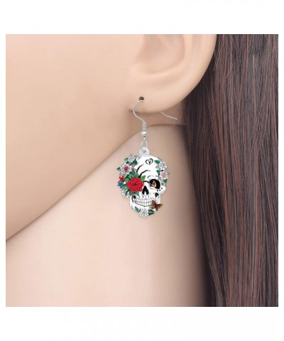 Novelty Halloween Skull Earrings Dangle Charms Acrylic Sugar Skulls Jewelry Gifts for Women Girls Zombie Decoration Skull B $...