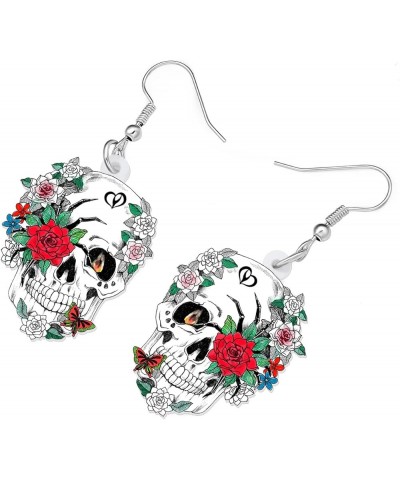 Novelty Halloween Skull Earrings Dangle Charms Acrylic Sugar Skulls Jewelry Gifts for Women Girls Zombie Decoration Skull B $...