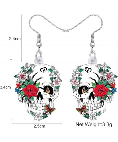 Novelty Halloween Skull Earrings Dangle Charms Acrylic Sugar Skulls Jewelry Gifts for Women Girls Zombie Decoration Skull B $...