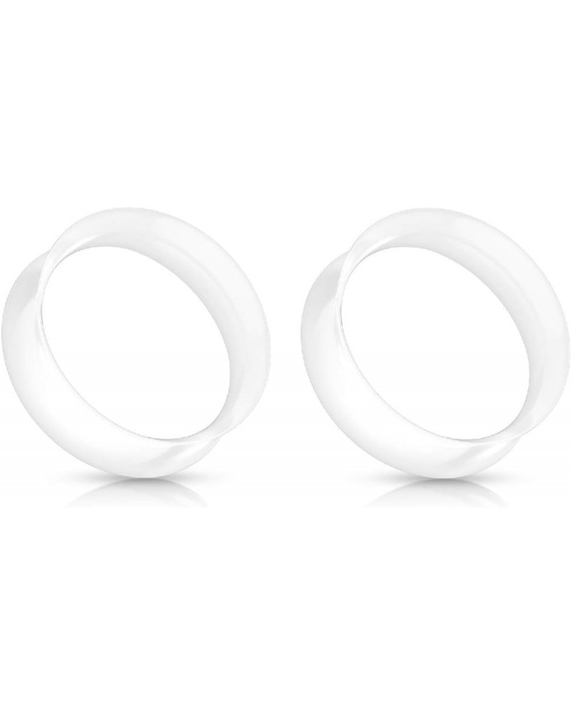 White Ultra Thin Silicone Double Flared Saddle Tunnels, Sold as a Pair 14mm (9/16") $11.32 Body Jewelry