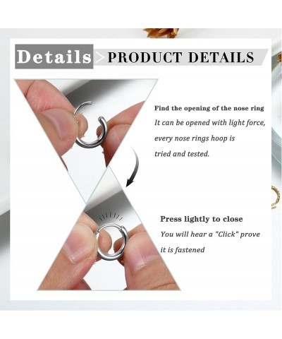 16pcs 20g Nose Rings Hoops for Women Stainless Steel Tragus Septum Lip Ring Paved Cz Cartilage Helix Earrings Moon Butterfly ...