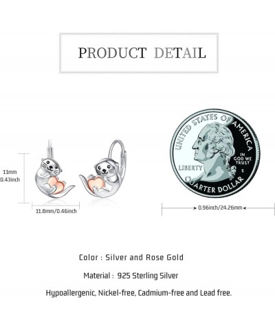 Otter/Unicorn/Corgi/Yorkie/Schnauzer/Dolphin Earrings 925 Sterling Silver Animal Stud/Hoop Earrings Otter Jewelry for Women G...