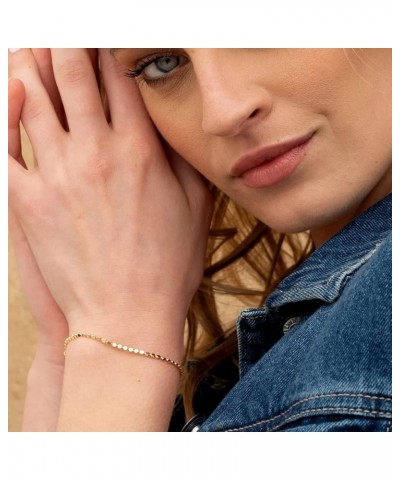 Dainty Gold Chain Bracelets for Women 18K Gold Plated Simple Cute Cuban Link Lock Chain Curb Link Chain Paper Clip Toggle Bra...