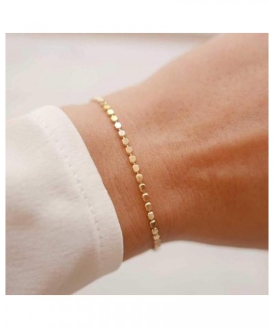 Dainty Gold Chain Bracelets for Women 18K Gold Plated Simple Cute Cuban Link Lock Chain Curb Link Chain Paper Clip Toggle Bra...