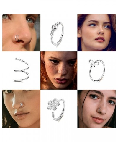 16pcs 20g Nose Rings Hoops for Women Stainless Steel Tragus Septum Lip Ring Paved Cz Cartilage Helix Earrings Moon Butterfly ...