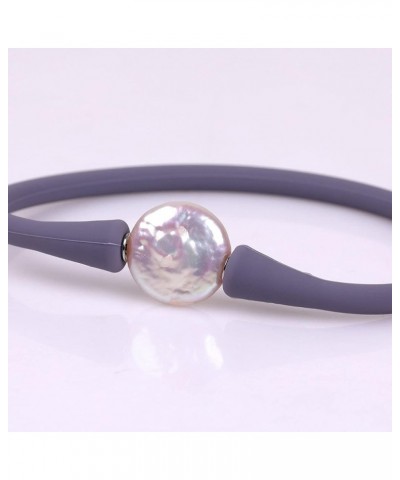 13mm Real Coin Pearl Bridesmaid Stackable Silicone Rubber Stretch Freshwater Cultured Pearl Jewelry Bracelets for women 7 Dee...