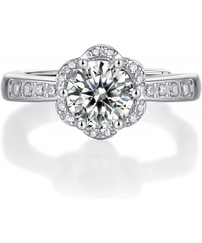 0.5-5Ct Moissanite Engagement Rings, Certificated Moissanite with Platinum Plated S925 Sterling Silver Rings, Created Diamond...