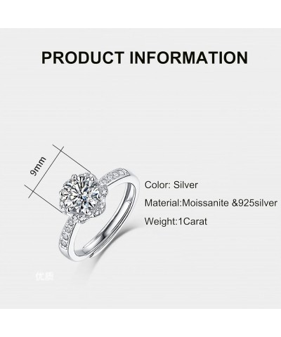 0.5-5Ct Moissanite Engagement Rings, Certificated Moissanite with Platinum Plated S925 Sterling Silver Rings, Created Diamond...