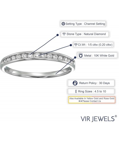 1/10 cttw to 1 cttw Diamond Wedding Band for Women, Classic Diamond Wedding Band in 10K Gold Channel Set, Size 4.5-10 6 0.20 ...