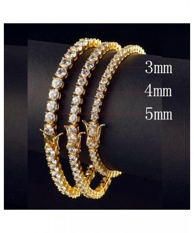 Tennis Chain Necklace Bracelet For Women 18K Gold Plated 3/4/5MM Round Cut Faux Diamond Link Chains Set Gift Fit Men Ladies 7...