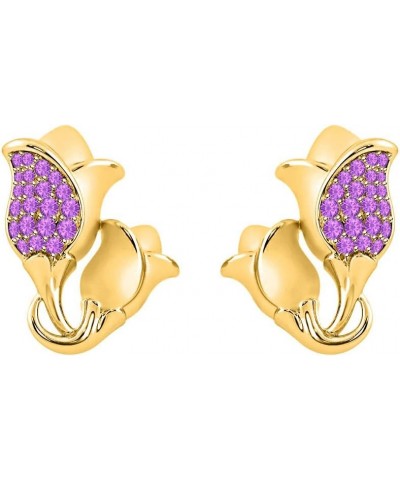 14K Gold Over .925 Sterling Silver Tulip Flower Earrings Created Amethyst Lotus Earrings for Women Wedding Yellow $18.00 Earr...