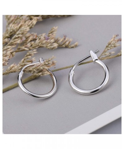 925 Sterling Silver Hoop Earrings, High Polished Round Tiny Click-Top Hoop Earrings, Small Clasp Hoop Piercing Earrings Inner...