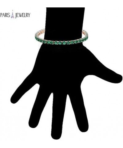 Paris Jewelry 18K Rose Gold 7 Cttw Created Emerald Round Adjustable Tennis Plated Bracelet $9.35 Bracelets