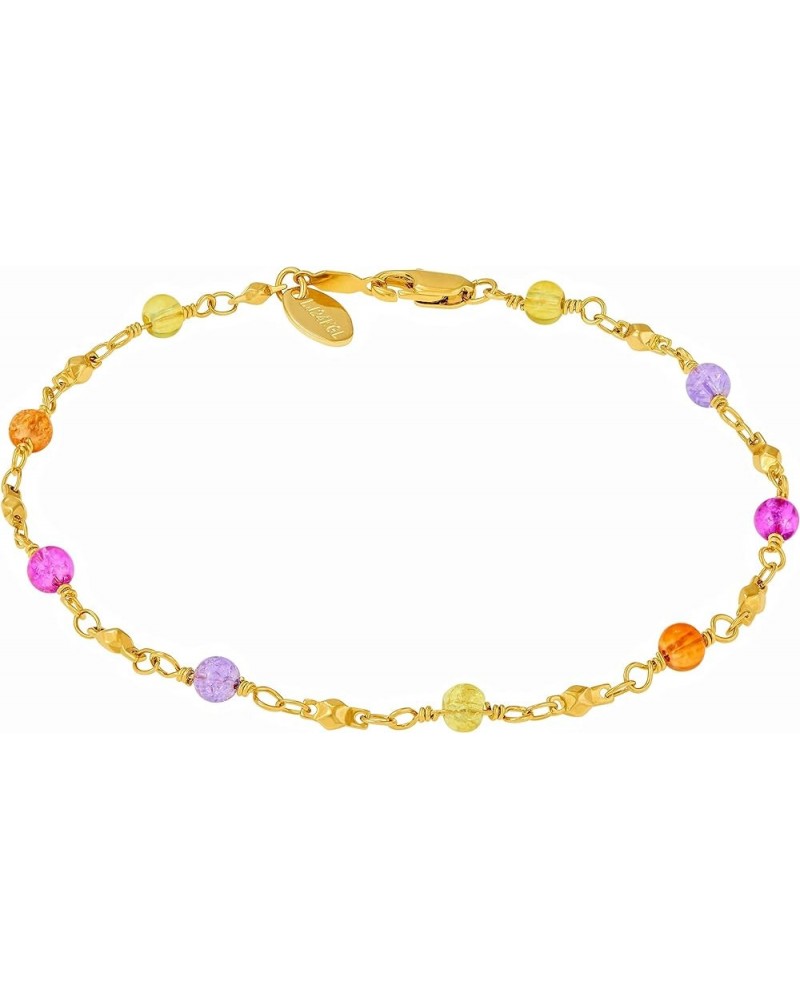 Colorful Anklet for Women Teen and Girls 24k Gold Plated Bracelet 10.0 Inches Colorful Beads $16.11 Anklets