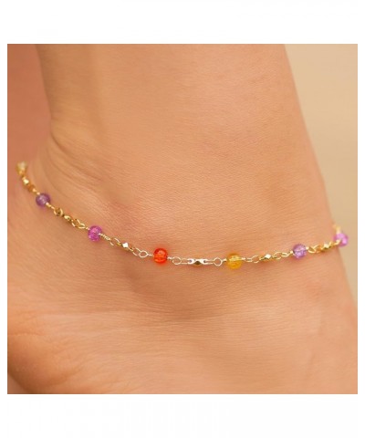 Colorful Anklet for Women Teen and Girls 24k Gold Plated Bracelet 10.0 Inches Colorful Beads $16.11 Anklets