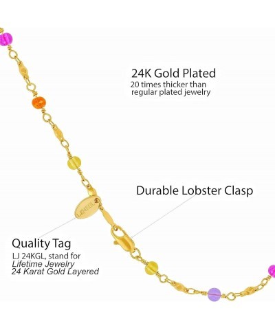 Colorful Anklet for Women Teen and Girls 24k Gold Plated Bracelet 10.0 Inches Colorful Beads $16.11 Anklets