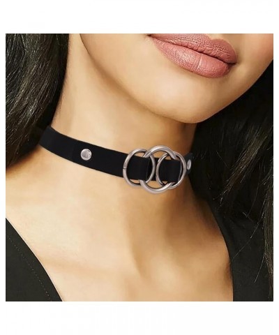 Leather Choker Necklace Punk Goth Cat Heart Choker Collar Star Choker Bell Pendant Necklace for Women and Girls Circle $9.89 ...