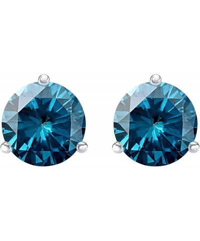 1/2-10 Carat Total Weight Blue Diamond Stud Earrings 3 Prong Screw Back 1.5 Carat 14K White Gold $1.00 Earrings