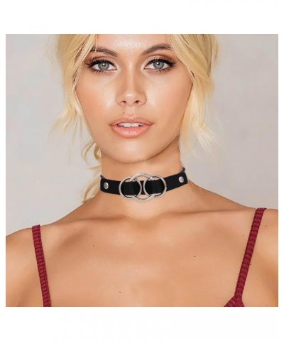 Leather Choker Necklace Punk Goth Cat Heart Choker Collar Star Choker Bell Pendant Necklace for Women and Girls Circle $9.89 ...