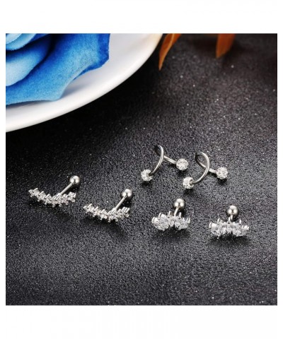 3 Pairs Stainless Steel Silver Ear Cartilage Earrings for Women Tragus Helix Earring Cute Conch Flat Back Piercing Jewelry 16...