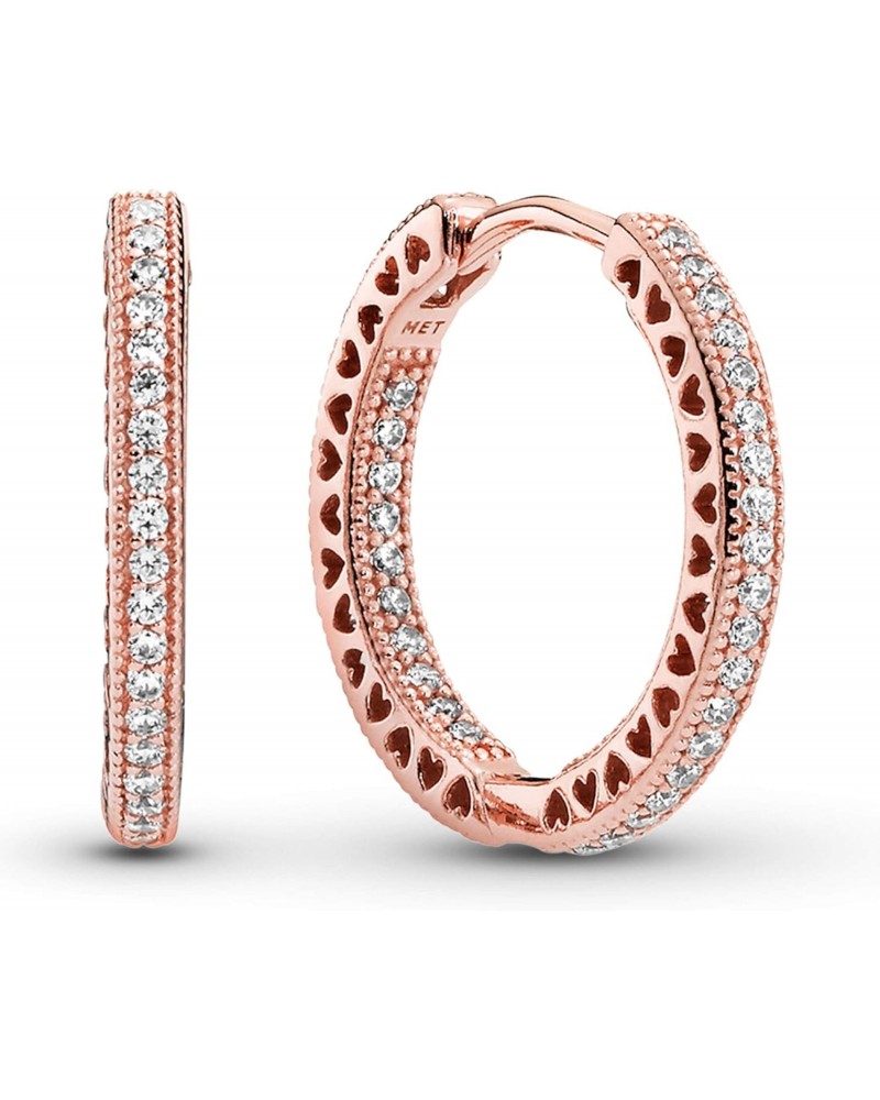 Sparkle and Hearts Hoop Earrings - Timeless, Classic Jewelry - Gift for Her - 14k Rose Gold & Cubic Zirconia - 2.5 mm $45.92 ...