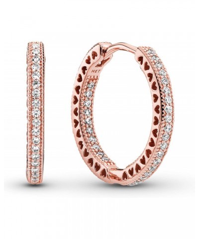 Sparkle and Hearts Hoop Earrings - Timeless, Classic Jewelry - Gift for Her - 14k Rose Gold & Cubic Zirconia - 2.5 mm $45.92 ...