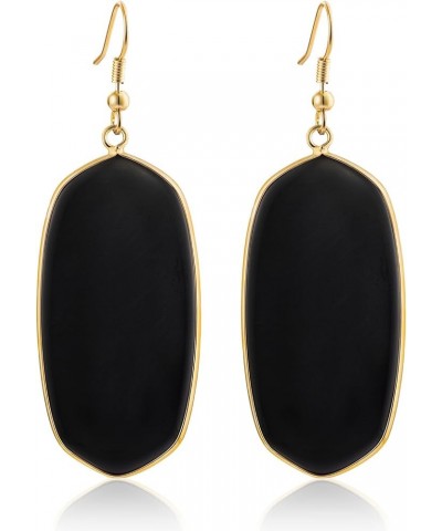 Crystal Stone Statement Earrings Fishhook Drop Dangle Earrings Gold Tone Black $9.17 Earrings