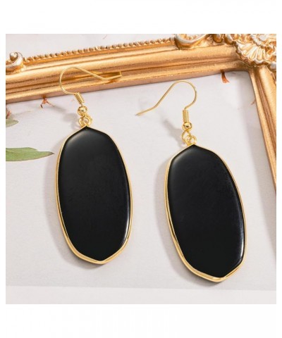 Crystal Stone Statement Earrings Fishhook Drop Dangle Earrings Gold Tone Black $9.17 Earrings