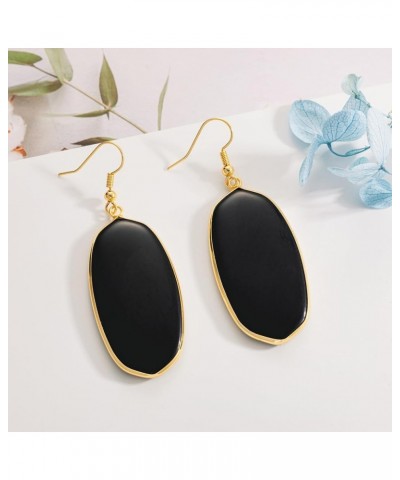 Crystal Stone Statement Earrings Fishhook Drop Dangle Earrings Gold Tone Black $9.17 Earrings