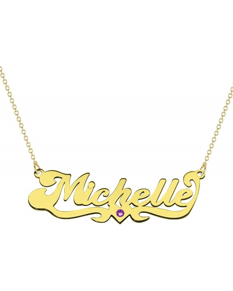 10K/14K/18K Solid Gold Personalized Name Necklace for Women Yellow/White/Rose Gold Custom Nameplate Necklace Real Gold Custom...