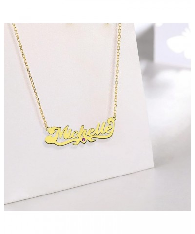 10K/14K/18K Solid Gold Personalized Name Necklace for Women Yellow/White/Rose Gold Custom Nameplate Necklace Real Gold Custom...