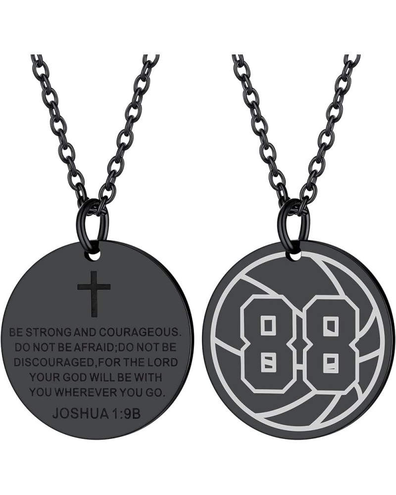 Personalized Baseball/Basketball/Volleyball/Soccer/Rugby Athletes Jersey Number 0-99 Cross Pendant Necklace for Men Women, St...