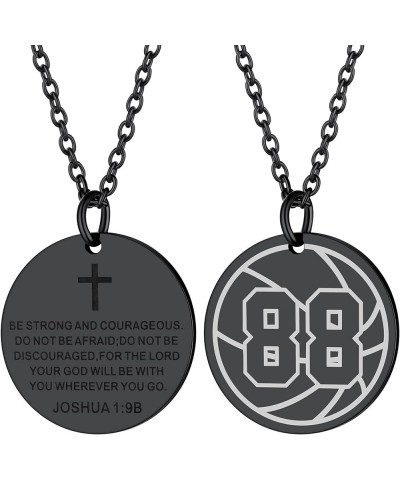 Personalized Baseball/Basketball/Volleyball/Soccer/Rugby Athletes Jersey Number 0-99 Cross Pendant Necklace for Men Women, St...