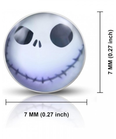 Stainless Steel Happy Jack Skellington Round Circle Button Stud Post Earrings 7 MM (0.27 inch) $6.75 Earrings