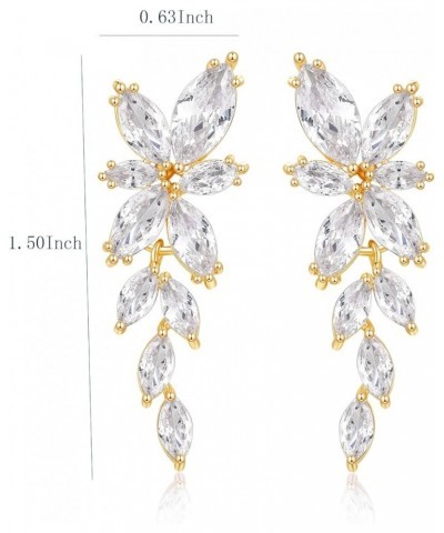 Marquise Wedding Earrings for Brides Bridesmaid,Cubic Zirconia Elegance Floral Dangle Earrings for Wedding Prom Party 02-Flor...