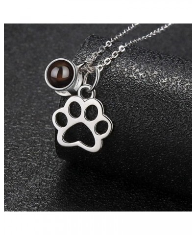 Personalized Photo Necklace Custom Photo Projection Necklace with Picture Inside Dog Cat Paw Necklaces Round Pendant 925 Ster...